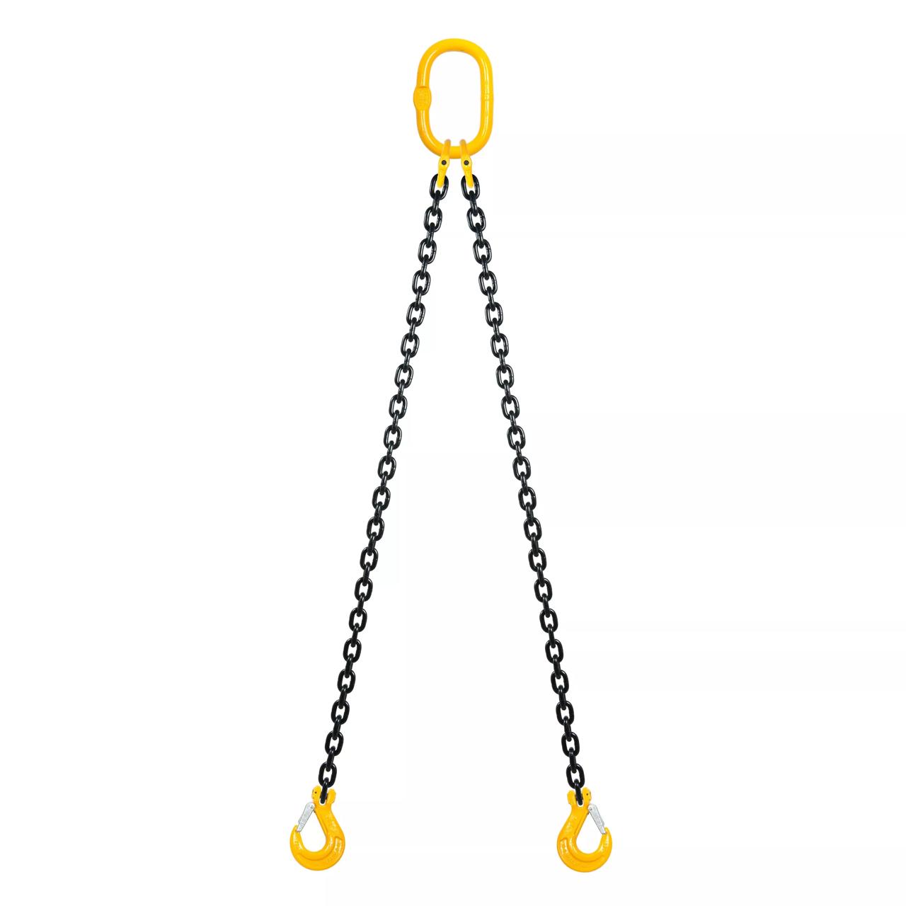 Chain sling 2-part, Grade 80, 6mm, Length 2m, Sling hooks