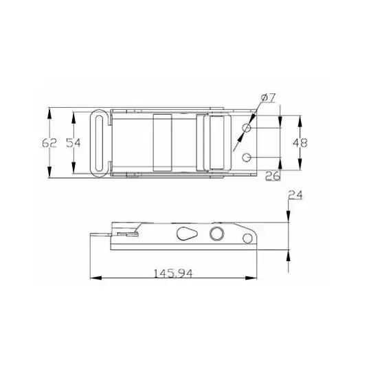 Tendeur 45 mm à tirette axe plastique