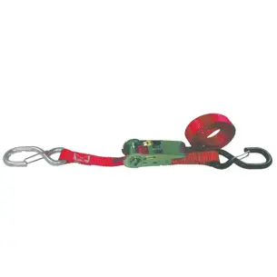 Motorcycle lashing straps with ratchet tensioner, 25mm, S hooks - 1.70m offer a reliable solution for securing loads during tran