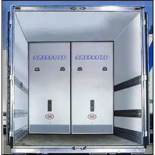 Insulated rigid partition SAFECOLD for compartmentalizing products in semi-trailers while respecting the cold chain. Easy to use