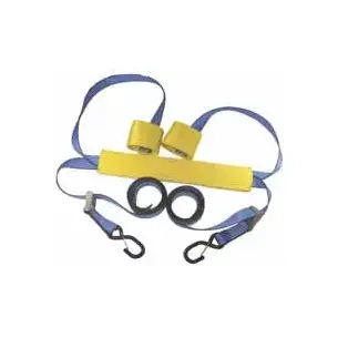 Secure your motorcycle during transport and breakdowns with this 25mm strap featuring S vinyl hooks and handlebar attachment. Bl