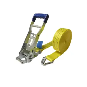 Water-repellent exterior lashing strap for flatbed vehicles. Comprehensive lashing. LC 2000 daN strap resistant to water and alk