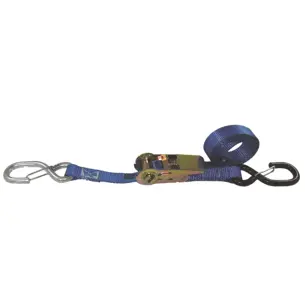 Durable motorcycle lashing straps with ratchet tensioner and S hooks for secure load transportation. Ideal for professionals in