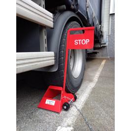 CALE-STOP ROLLER : Cale de roue manuelle avec panneau stop